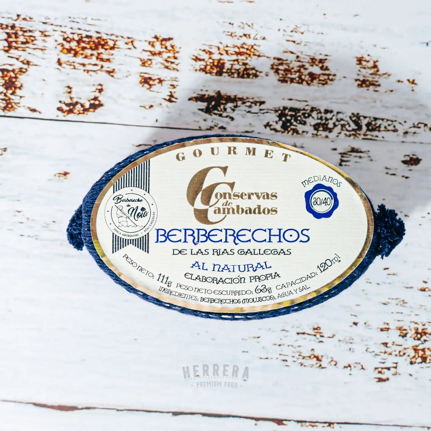 Lata de berberechos al natural, seleccionados de las Rías Gallegas Herrera Food