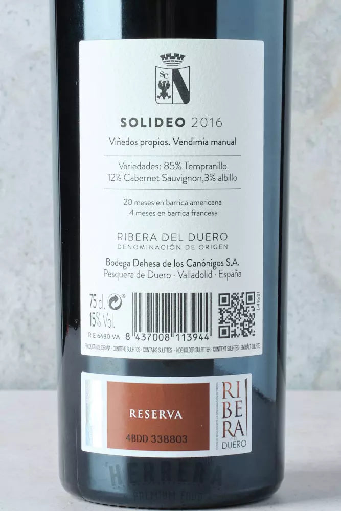 Vino Tinto Dehesa de los Canónigos Solideo 2016: Lujo en Cada Copa