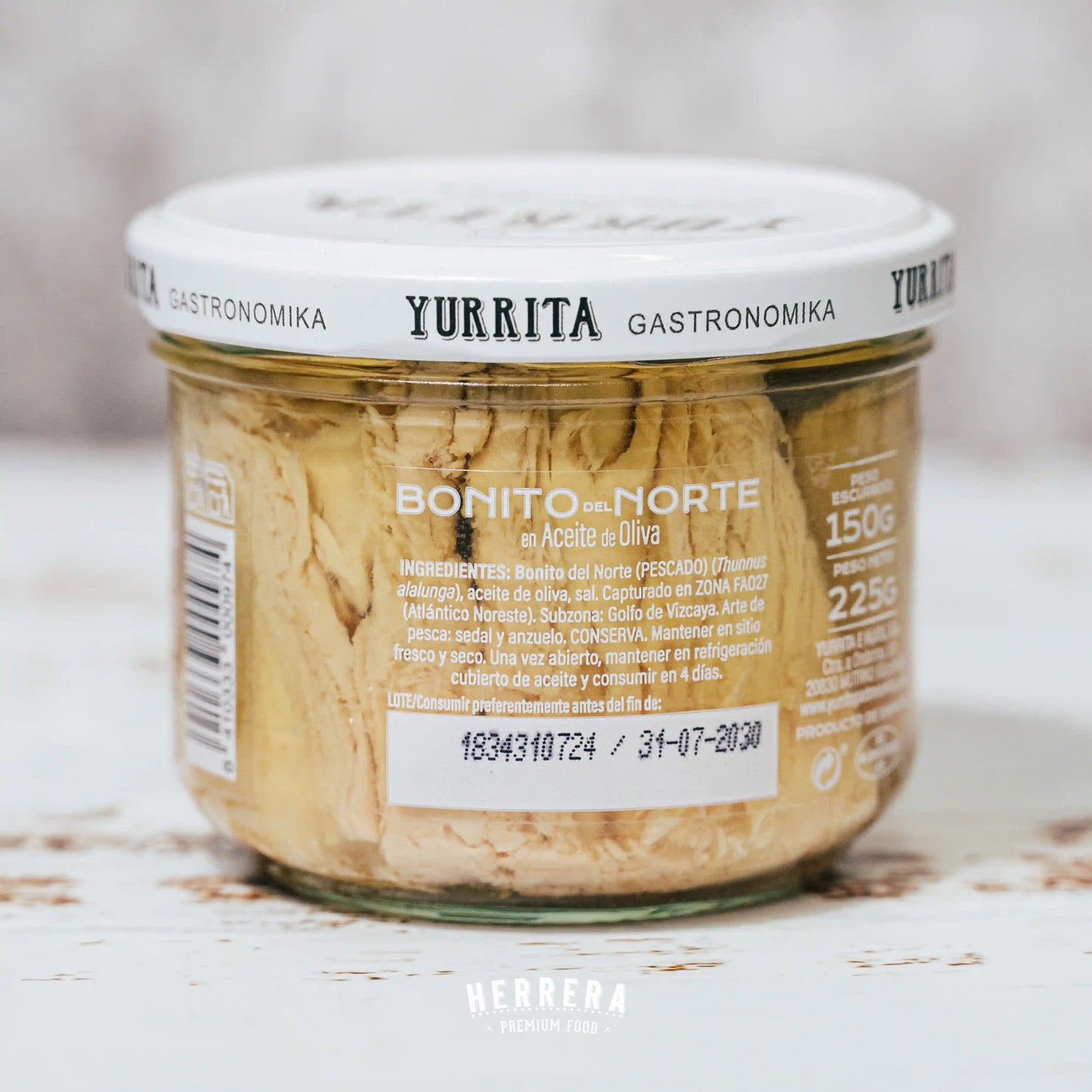 Bonito del Norte en Aceite de Oliva Yurrita en tarro de cristal, sabor del Cantábrico